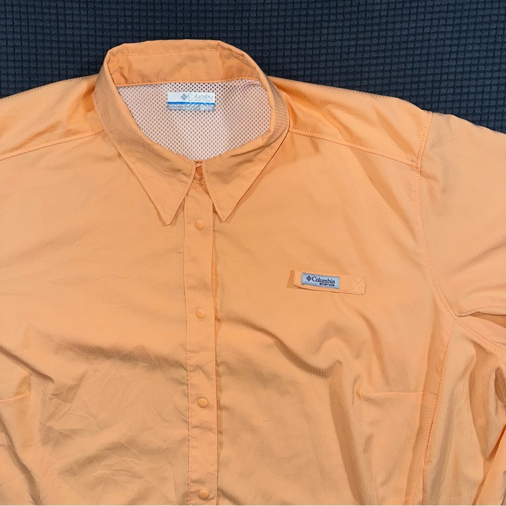 Columbia Women's PFG Button Up Fishing Shirt Peach 2X Vented Long Sleeve - Picture 2 of 6
